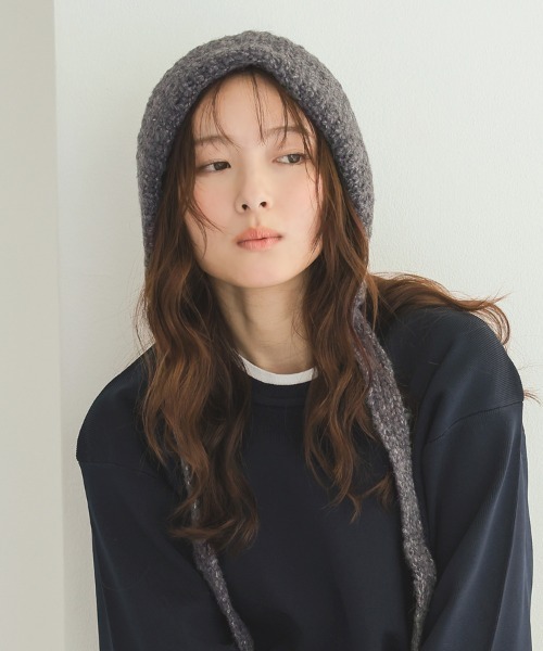 DONOBAN（ドノバン）の「ローゲージボンネット型ニット帽（ニットキャップ/ビーニー・レディース・ナチュラル/チャコール・ONE）」の20枚目の写真