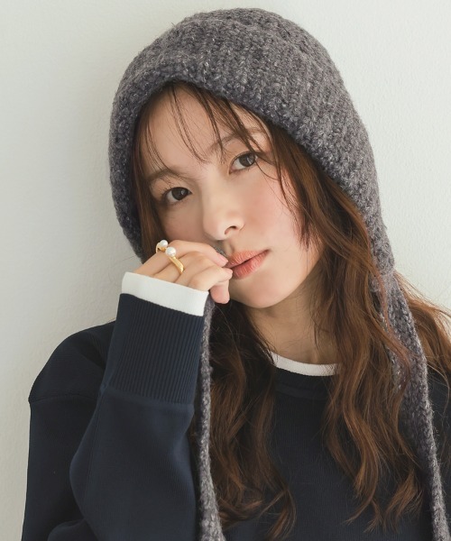DONOBAN（ドノバン）の「ローゲージボンネット型ニット帽（ニットキャップ/ビーニー・レディース・ナチュラル/チャコール・ONE）」の22枚目の写真