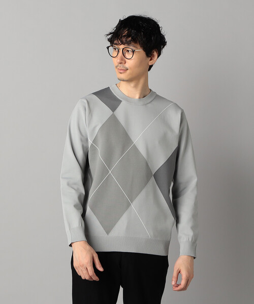 セール】アーガイル柄 クルーネックニット（ニット/セーター）｜COMME