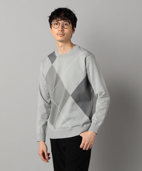 COMME CA MEN（コムサメン）の「アーガイル柄 クルーネックニット（ニット/セーター・メンズ・ブラック/ネイビー/ライトグレー・M/L）」の7枚目の写真