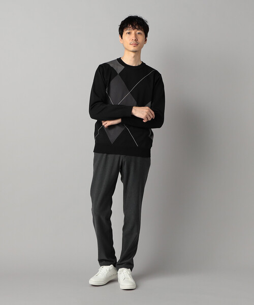 セール】アーガイル柄 クルーネックニット（ニット/セーター）｜COMME