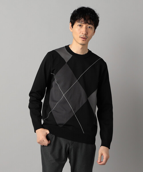COMME CA MEN（コムサメン）の「アーガイル柄 クルーネックニット（ニット/セーター・メンズ・ブラック/ネイビー/ライトグレー・M/L）」の5枚目の写真