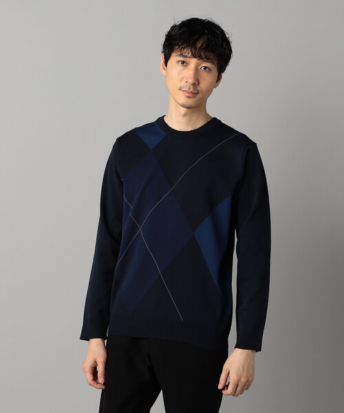 セール】アーガイル柄 クルーネックニット（ニット/セーター）｜COMME