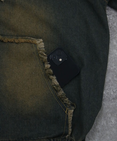NYLAUS（ナイラス）の「【NYS】トライバル刺繍 ヴィンテージ フリンジ デニムダブルジップパーカー ZIPパーカー（パーカー・メンズ・ブルー/ブラック・M/L）」の9枚目の写真
