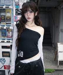 CQ patch stud one shoulder - black