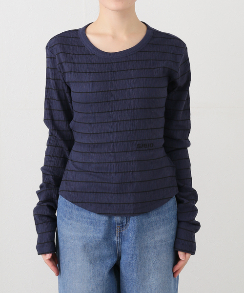 s/e/o（エスイーオー）の「【Geek Office / ギークオフィス】s/e/o / エスイーオー OPEN BACK STRIPE TOP（Tシャツ/カットソー・レディース・ネイビー・FREE）」の5枚目の写真