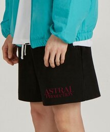 レタリングロゴコンフォータブルワッフル裏毛ショートパンツ_ブラック