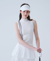 LORDLOAR（ロードロアル）の「スリムリブモックネックノースリーブニットホワイト（ニット/セーター）」