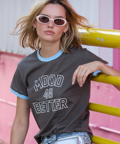 MOODBETTER(ムード ベター)の「STITCH LETTERING LINGER T SHIRTS CHARCOAL(Tシャツ/カットソー・レディース・その他・FREE)」の2枚目の写真