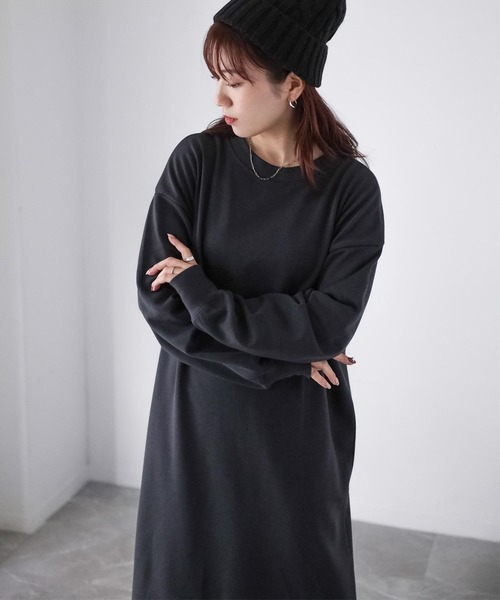 Riberry(リベリー)の「ハーフジップ2WAY裏毛スウェットワンピース(ワンピース・レディース・チャコールグレー/杢グレー・FREE)」の13枚目の写真