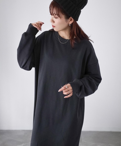 Riberry(リベリー)の「ハーフジップ2WAY裏毛スウェットワンピース(ワンピース・レディース・チャコールグレー/杢グレー・FREE)」の14枚目の写真