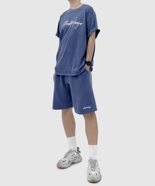 JUSTHANG(ジャストハング)の「ネイビー ピグメント刺繍ロゴ ショートパンツ(その他パンツ・メンズ・その他・LARGE/X-LARGE)」の2枚目の写真