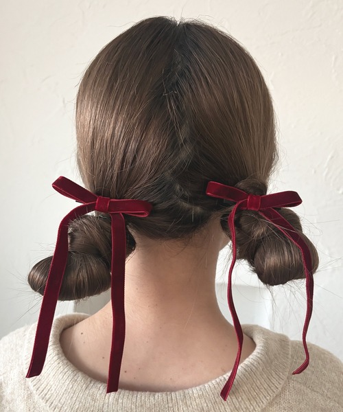 kutir（クティール）の「kutirlune／【2P】ベロアリボンピン（ヘアピン・レディース・ブラック/ボルドー・FREE）」の8枚目の写真