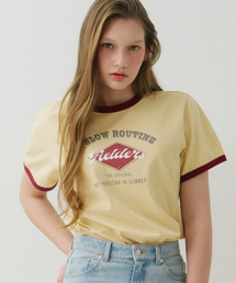 FIELDERS（フィールダーズ）の「GRAPHIC CROPPED RINGER T-SHIRT YELLOW/RED（Tシャツ/カットソー）」
