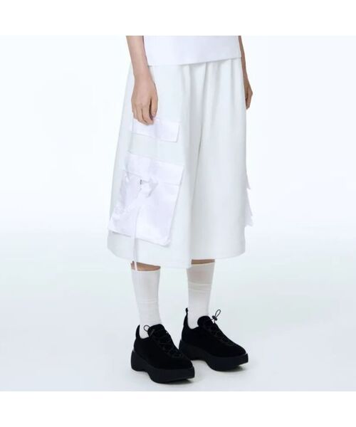 Hanbok Fabric Cargo Bermuda Pants (White)