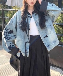 チャイナ」に該当するレディースのジャケット/アウター（ブルー