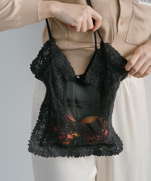THEATRE PRODUCTS（シアタープロダクツ）の「チュールレーストートバッグ（トートバッグ・レディース・ブラック/アイボリー・FREE）」の2枚目の写真
