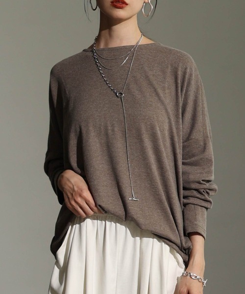 Sawa a la mode(サワアラモード)の「ドルマンスリーブカットソー(Tシャツ/カットソー・レディース・ブルー/ブラック/オートミール/ブラウン/グリーン・FREE)」の2枚目の写真