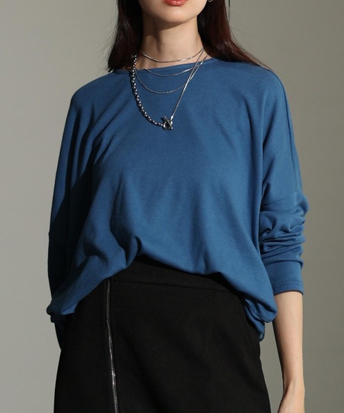 Sawa a la mode(サワアラモード)の「ドルマンスリーブカットソー(Tシャツ/カットソー・レディース・ブルー/ブラック/オートミール/ブラウン/グリーン・FREE)」の5枚目の写真