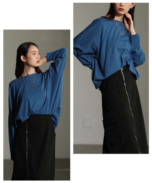Sawa a la mode(サワアラモード)の「ドルマンスリーブカットソー(Tシャツ/カットソー・レディース・ブルー/ブラック/オートミール/ブラウン/グリーン・FREE)」の8枚目の写真