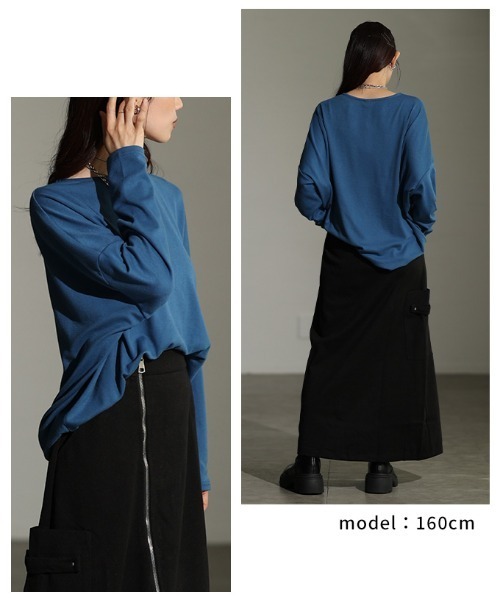 Sawa a la mode(サワアラモード)の「ドルマンスリーブカットソー(Tシャツ/カットソー・レディース・ブルー/ブラック/オートミール/ブラウン/グリーン・FREE)」の11枚目の写真