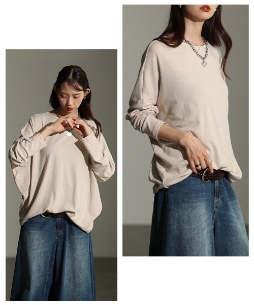 Sawa a la mode(サワアラモード)の「ドルマンスリーブカットソー(Tシャツ/カットソー・レディース・ブルー/ブラック/オートミール/ブラウン/グリーン・FREE)」の12枚目の写真