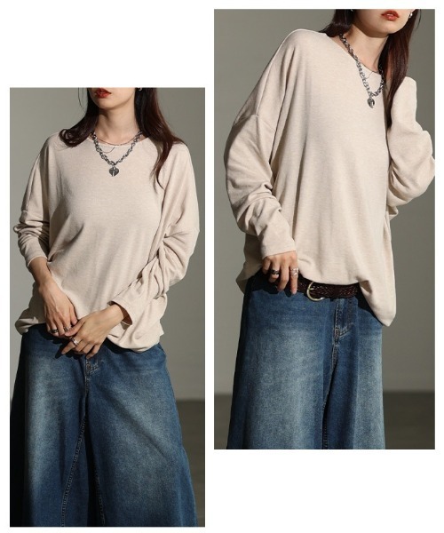 Sawa a la mode(サワアラモード)の「ドルマンスリーブカットソー(Tシャツ/カットソー・レディース・ブルー/ブラック/オートミール/ブラウン/グリーン・FREE)」の14枚目の写真