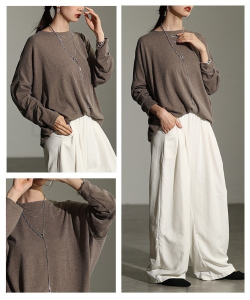 Sawa a la mode(サワアラモード)の「ドルマンスリーブカットソー(Tシャツ/カットソー・レディース・ブルー/ブラック/オートミール/ブラウン/グリーン・FREE)」の18枚目の写真