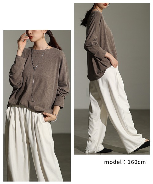 Sawa a la mode(サワアラモード)の「ドルマンスリーブカットソー(Tシャツ/カットソー・レディース・ブルー/ブラック/オートミール/ブラウン/グリーン・FREE)」の19枚目の写真