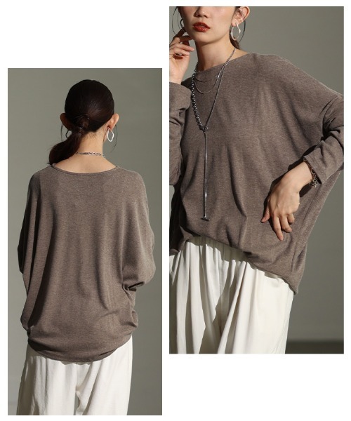 Sawa a la mode(サワアラモード)の「ドルマンスリーブカットソー(Tシャツ/カットソー・レディース・ブルー/ブラック/オートミール/ブラウン/グリーン・FREE)」の20枚目の写真
