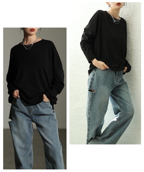 Sawa a la mode(サワアラモード)の「ドルマンスリーブカットソー(Tシャツ/カットソー・レディース・ブルー/ブラック/オートミール/ブラウン/グリーン・FREE)」の21枚目の写真