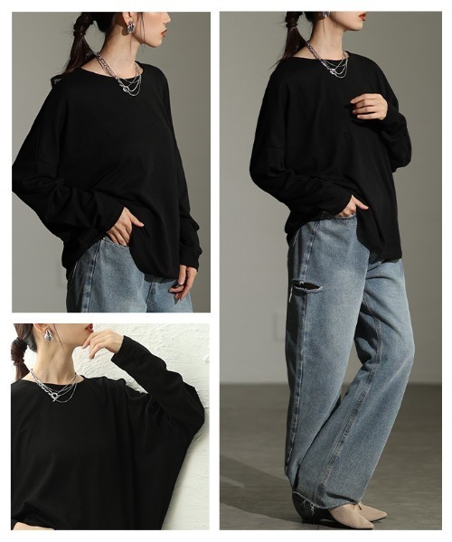 Sawa a la mode(サワアラモード)の「ドルマンスリーブカットソー(Tシャツ/カットソー・レディース・ブルー/ブラック/オートミール/ブラウン/グリーン・FREE)」の22枚目の写真