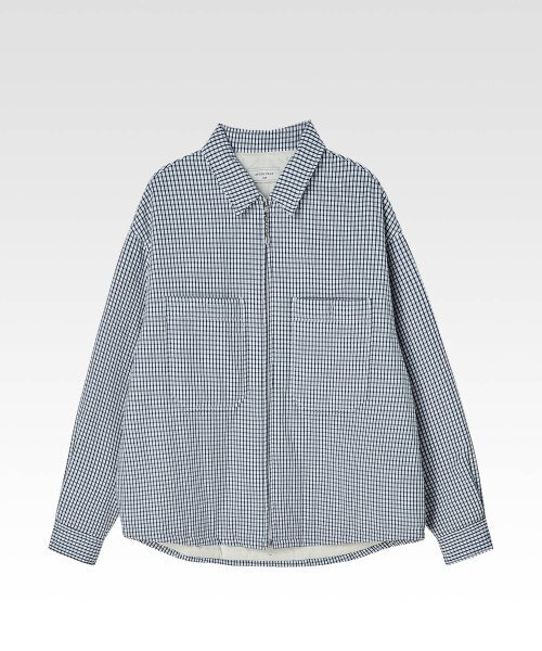 オーバーサイズチェックパディッドシャケットネイビー