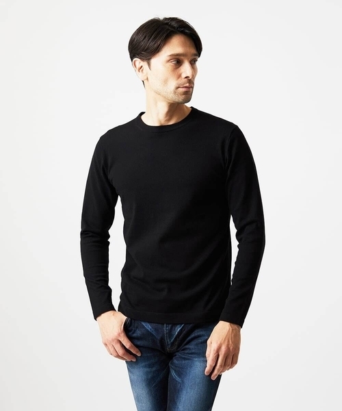 MICHEL KLEIN HOMME (ミッシェルクランオム)の「モワール クルーネックニット(ニット/セーター・メンズ・ブラック/ホワイト・MEDIUM/LARGE/X-LARGE)」の2枚目の写真