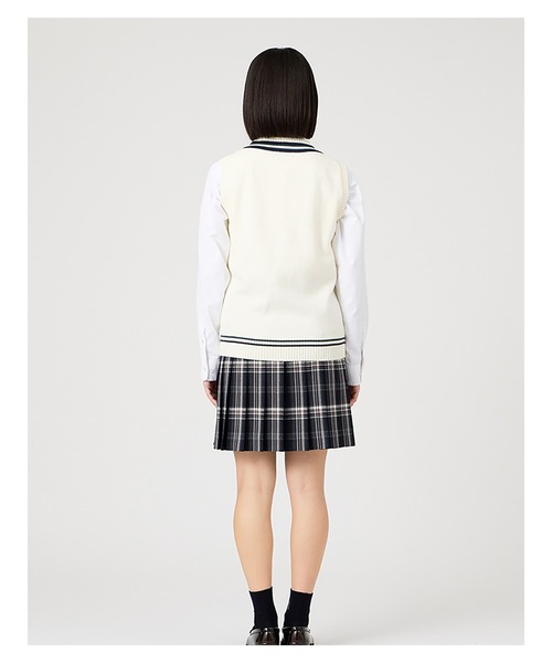 EASTBOY(イーストボーイ)の「ベスト ケーブル ライン入り 綿 7G 女子 制服 学生服 高校生 スクール (ベスト・キッズ・オフホワイト/ライトグレー/ネイビー・9号/13号/11号)」の14枚目の写真