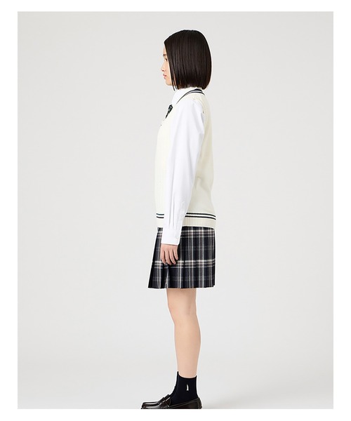EASTBOY(イーストボーイ)の「ベスト ケーブル ライン入り 綿 7G 女子 制服 学生服 高校生 スクール (ベスト・キッズ・オフホワイト/ライトグレー/ネイビー・9号/13号/11号)」の13枚目の写真