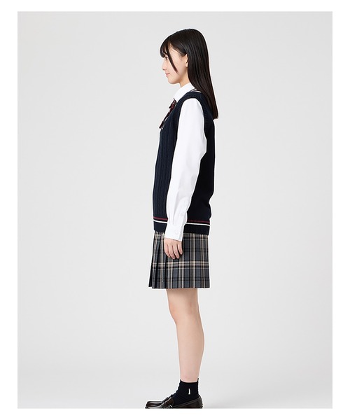 EASTBOY(イーストボーイ)の「ベスト ケーブル ライン入り 綿 7G 女子 制服 学生服 高校生 スクール (ベスト・キッズ・オフホワイト/ライトグレー/ネイビー・9号/13号/11号)」の19枚目の写真