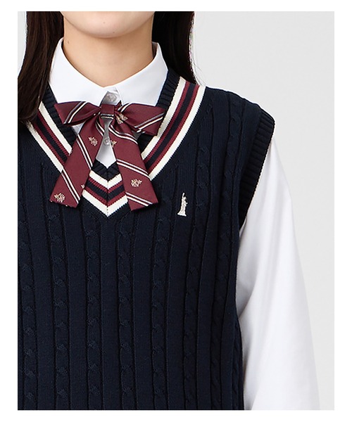 EASTBOY(イーストボーイ)の「ベスト ケーブル ライン入り 綿 7G 女子 制服 学生服 高校生 スクール (ベスト・キッズ・オフホワイト/ライトグレー/ネイビー・9号/13号/11号)」の15枚目の写真