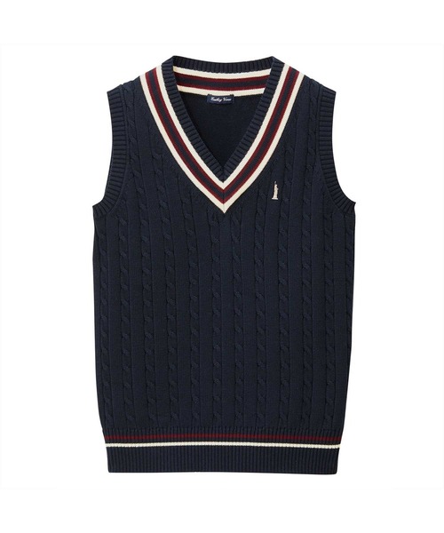 EASTBOY(イーストボーイ)の「ベスト ケーブル ライン入り 綿 7G 女子 制服 学生服 高校生 スクール (ベスト・キッズ・オフホワイト/ライトグレー/ネイビー・9号/13号/11号)」の8枚目の写真