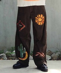 MEDE19F 刺繍をちりばめたコーデュロイパンツ〈ダークブラウン〉
