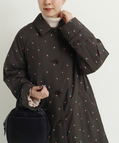 CHILD WOMAN（チャイルドウーマン）の「EVOダウン 小花刺繍ステンコート（ステンカラーコート・レディース・カーキ・FREE）」の15枚目の写真