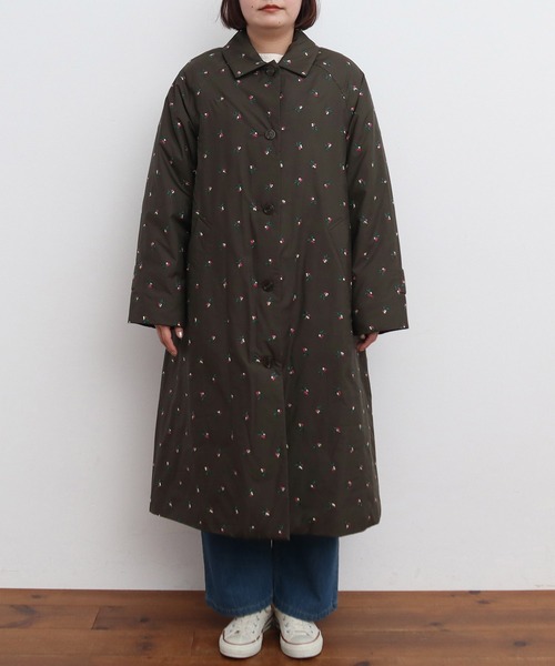 CHILD WOMAN（チャイルドウーマン）の「EVOダウン 小花刺繍ステンコート（ステンカラーコート・レディース・カーキ・FREE）」の14枚目の写真