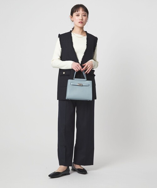 1_OF MINE＞リブ アシンメトリー ネック プルオーバー ニット（ニット