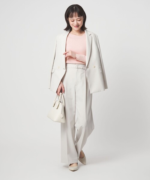 green label relaxing(グリーンレーベルリラクシング)の「<1_OF MINE>リブ アシンメトリー ネック プルオーバー ニット(ニット/セーター・レディース・ライトピンク/その他1/ネイビー/ホワイト・FREE)」の18枚目の写真