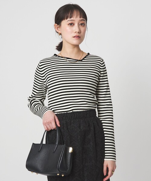 green label relaxing(グリーンレーベルリラクシング)の「<1_OF MINE>リブ アシンメトリー ネック プルオーバー ニット(ニット/セーター・レディース・ライトピンク/その他1/ネイビー/ホワイト・FREE)」の19枚目の写真