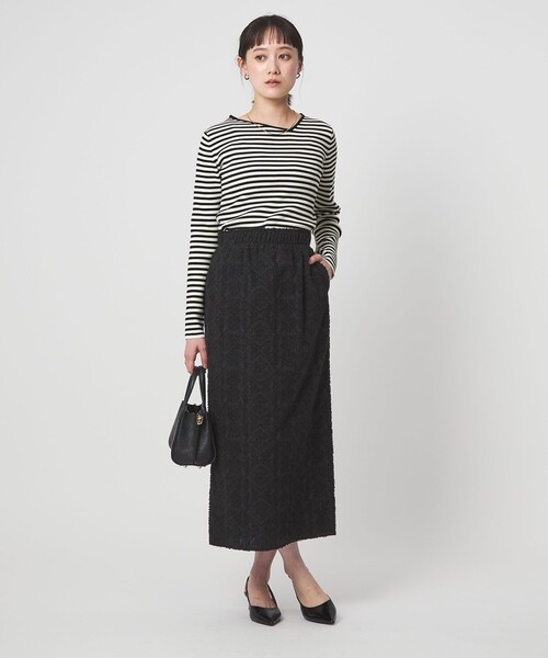 green label relaxing(グリーンレーベルリラクシング)の「<1_OF MINE>リブ アシンメトリー ネック プルオーバー ニット(ニット/セーター・レディース・ライトピンク/その他1/ネイビー/ホワイト・FREE)」の22枚目の写真