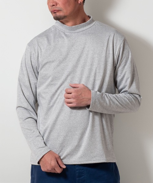 BAYBLO(ベイブロ)の「(SA) 裏起毛 モックネック 無地 長袖 Tシャツ(Tシャツ/カットソー・メンズ・グレー/アイボリー/ブラック/ネイビー/ライトグレー/ブラウン・M/L/LL)」の5枚目の写真