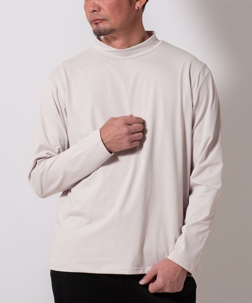 BAYBLO(ベイブロ)の「(SA) 裏起毛 モックネック 無地 長袖 Tシャツ(Tシャツ/カットソー・メンズ・グレー/アイボリー/ブラック/ネイビー/ライトグレー/ブラウン・M/L/LL)」の2枚目の写真