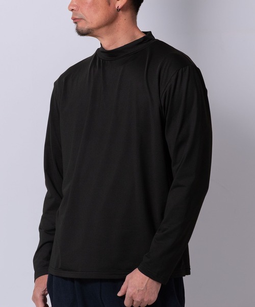 BAYBLO(ベイブロ)の「(SA) 裏起毛 モックネック 無地 長袖 Tシャツ(Tシャツ/カットソー・メンズ・グレー/アイボリー/ブラック/ネイビー/ライトグレー/ブラウン・M/L/LL)」の3枚目の写真