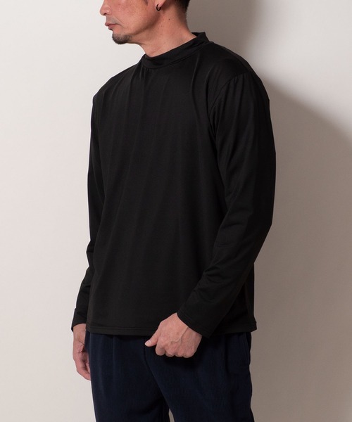 BAYBLO(ベイブロ)の「(SA) 裏起毛 モックネック 無地 長袖 Tシャツ(Tシャツ/カットソー・メンズ・グレー/アイボリー/ブラック/ネイビー/ライトグレー/ブラウン・M/L/LL)」の8枚目の写真